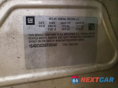Zdjęcie 12 z 12 samochodu: 2014 BUICK LACROSSE PREMIUM VIN:1G4GE5G39EF265447 - miniatura