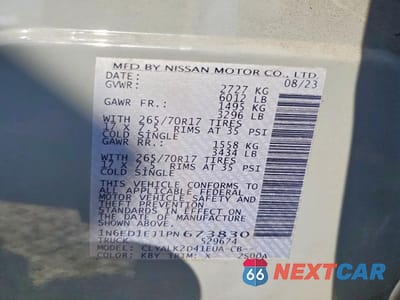 Zdjęcie 12 z 12 samochodu: 2023 NISSAN FRONTIER PRO-X VIN:1N6ED1EJ1PN673830 - miniatura