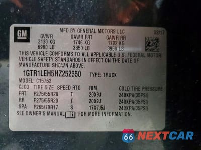 Zdjęcie 12 z 12 samochodu: 2017 GMC SIERRA C1500 VIN:1GTR1LEH5HZ252550 - miniatura