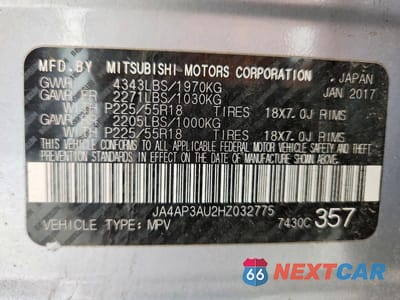 Zdjęcie 14 z 14 samochodu: 2017 MITSUBISHI OUTLANDER SPORT ES VIN:JA4AP3AU2HZ032775 - miniatura