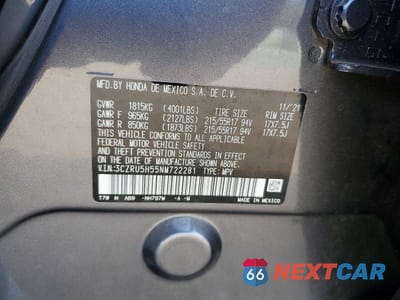 Zdjęcie 13 z 13 samochodu: 2022 HONDA HR-V EX VIN:3CZRU5H55NM722281 - miniatura