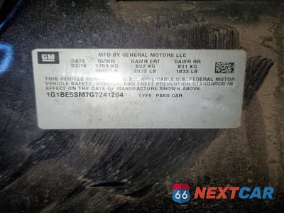Zdjęcie 12 z 12 samochodu: 2016 CHEVROLET CRUZE LT VIN:1G1BE5SM7G7241264 - miniatura