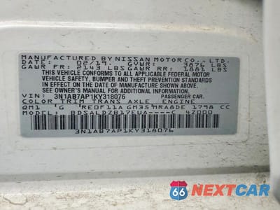 Zdjęcie 13 z 13 samochodu: 2019 NISSAN SENTRA SV VIN:3N1AB7AP1KY318076 - miniatura