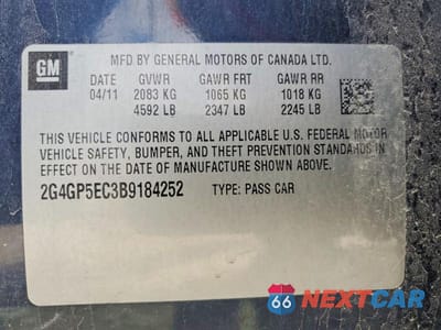 Zdjęcie 12 z 12 samochodu: 2011 BUICK REGAL CXL VIN:2G4GP5EC3B9184252 - miniatura