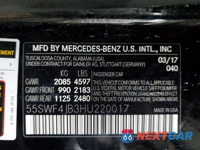 Zdjęcie 12 z 12 samochodu: 2017 MERCEDES-BENZ C 300 VIN:55SWF4JB3HU220017 - miniatura
