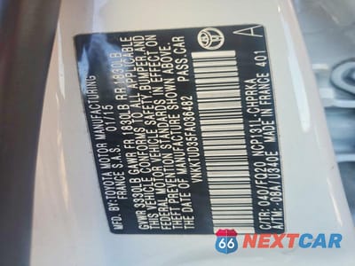 Zdjęcie 12 z 12 samochodu: 2015 TOYOTA YARIS 5-DOOR L VIN:VNKKTUD35FA036482 - miniatura
