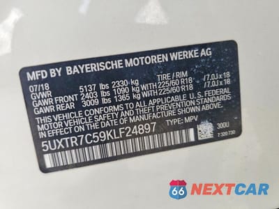 Zdjęcie 13 z 13 samochodu: 2019 BMW X3 SDRIVE30I VIN:5UXTR7C59KLF24897 - miniatura