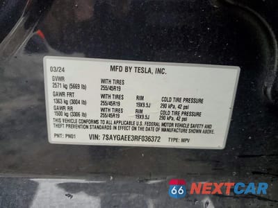 Zdjęcie 14 z 14 samochodu: 2024 TESLA MODEL Y VIN:7SAYGAEE3RF036372 - miniatura