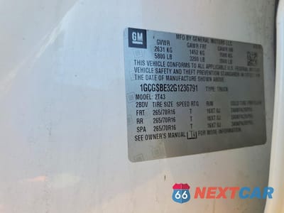 Zdjęcie 12 z 12 samochodu: 2016 CHEVROLET COLORADO VIN:1GCGSBE32G1236791 - miniatura