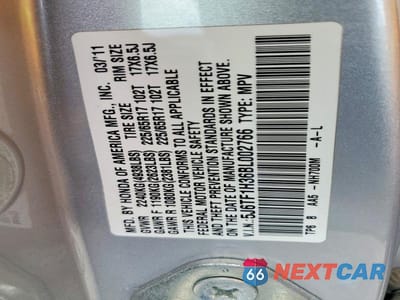 Zdjęcie 13 z 13 samochodu: 2011 HONDA ACCORD CROSSTOUR EX VIN:5J6TF1H36BL002766 - miniatura