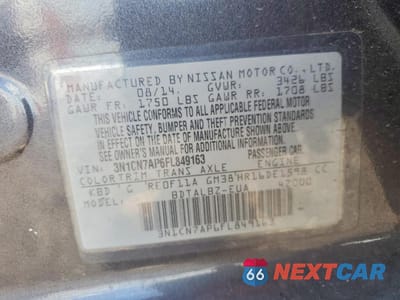 Zdjęcie 13 z 14 samochodu: 2015 NISSAN VERSA 1.6 SV VIN:3N1CN7AP6FL849163 - miniatura