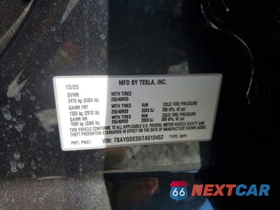 Zdjęcie 13 z 13 samochodu: 2026 TESLA MODEL Y VIN:7SAYGDED5TA610452 - miniatura