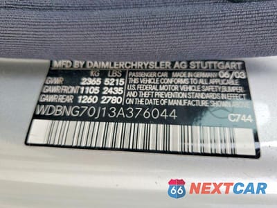 Zdjęcie 12 z 12 samochodu: 2003 MERCEDES-BENZ S 430 VIN:WDBNG70J13A376044 - miniatura
