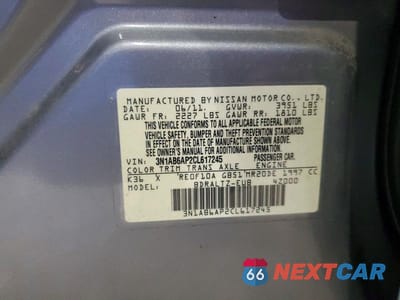 Zdjęcie 12 z 12 samochodu: 2012 NISSAN SENTRA 2.0 VIN:3N1AB6AP2CL617245 - miniatura