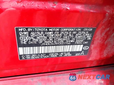 Zdjęcie 12 z 12 samochodu: 2009 LEXUS IS 250 BASE VIN:JTHCK262X92027766 - miniatura