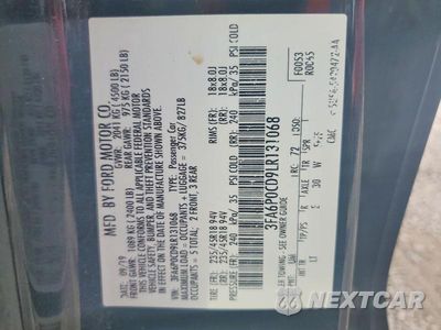 Zdjęcie 13 z 13 samochodu: 2020 FORD FUSION SEL VIN:3FA6P0CD9LR131068 - miniatura