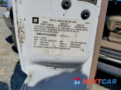 Zdjęcie 13 z 13 samochodu: 2001 CHEVROLET SUBURBAN K1500 VIN:1GNFK16T01J228935 - miniatura