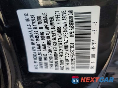 Zdjęcie 12 z 12 samochodu: 2012 HONDA CIVIC LX VIN:19XFB2F57CE375138 - miniatura