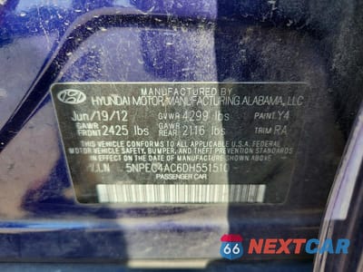 Zdjęcie 12 z 12 samochodu: 2013 HYUNDAI SONATA LIMITED VIN:5NPEC4AC6DH551510 - miniatura