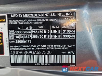 Zdjęcie 13 z 13 samochodu: 2016 MERCEDES-BENZ GLE 350 VIN:4JGDA5JB9GA687300 - miniatura