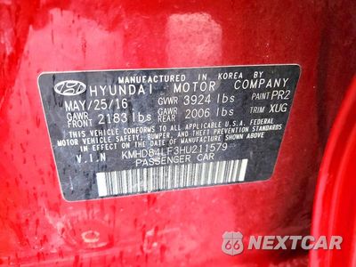 Zdjęcie 12 z 12 samochodu: 2017 HYUNDAI ELANTRA SE VIN:KMHD84LF3HU211579 - miniatura