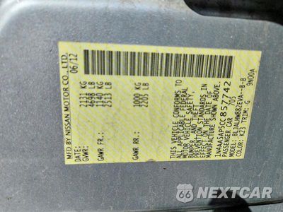 Zdjęcie 12 z 12 samochodu: 2012 NISSAN MAXIMA 3.5 S VIN:1N4AA5AP5CC857742 - miniatura