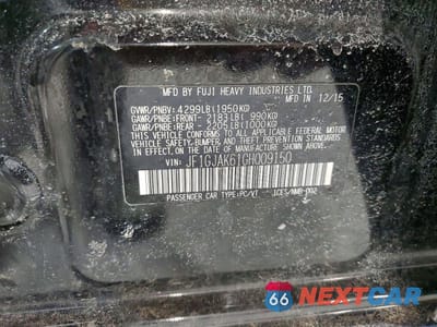 Zdjęcie 12 z 13 samochodu: 2016 SUBARU IMPREZA LIMITED VIN:JF1GJAK61GH009150 - miniatura