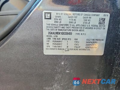 Zdjęcie 13 z 13 samochodu: 2016 GMC TERRAIN SLE VIN:2GKALMEK1G6338459 - miniatura