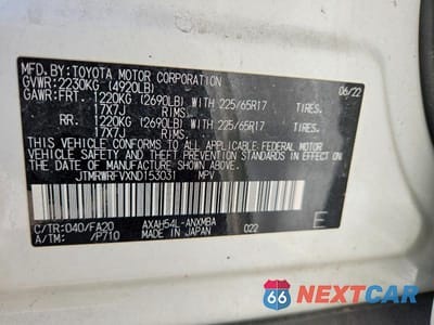 Zdjęcie 14 z 14 samochodu: 2022 TOYOTA RAV4 HYBRID XLE VIN:JTMRWRFVXND153031 - miniatura