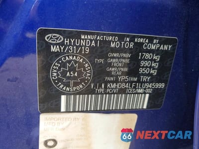 Zdjęcie 12 z 12 samochodu: 2020 HYUNDAI ELANTRA SEL VIN:KMHD84LF1LU945999 - miniatura