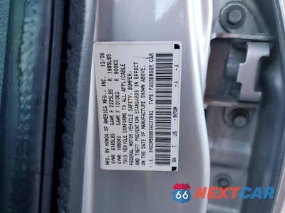 Zdjęcie 12 z 12 samochodu: 2007 HONDA ACCORD EX VIN:1HGCM56887A077992 - miniatura