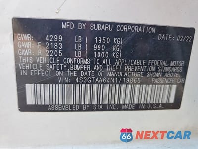 Zdjęcie 12 z 12 samochodu: 2022 SUBARU IMPREZA VIN:4S3GTAA64N1719865 - miniatura