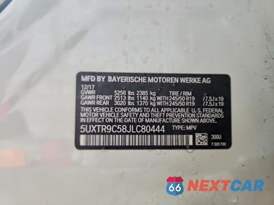 Zdjęcie 13 z 13 samochodu: 2018 BMW X3 XDRIVE30I VIN:5UXTR9C58JLC80444 - miniatura