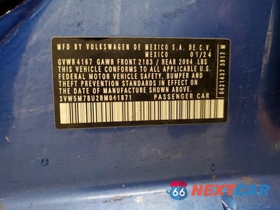 Zdjęcie 12 z 12 samochodu: 2024 VOLKSWAGEN JETTA S VIN:3VW5M7BU2RM041871 - miniatura
