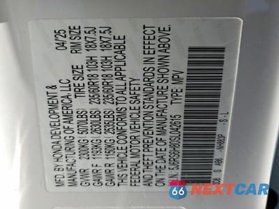Zdjęcie 12 z 12 samochodu: 2025 HONDA CR-V SPORT-L VIN:5J6RS6H80SL042615 - miniatura