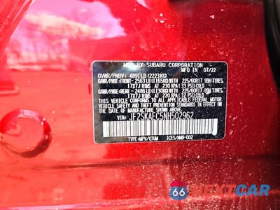 Zdjęcie 13 z 13 samochodu: 2022 SUBARU FORESTER PREMIUM VIN:JF2SKAEC5NH502962 - miniatura