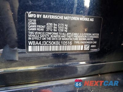 Zdjęcie 12 z 12 samochodu: 2019 BMW 430XI GRAN COUPE VIN:WBA4J3C50KBL10516 - miniatura