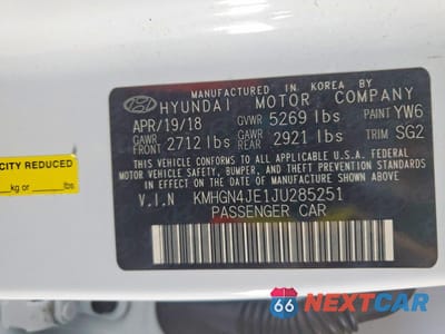 Zdjęcie 12 z 12 samochodu: 2018 GENESIS G80 3.8 VIN:KMHGN4JE1JU285251 - miniatura