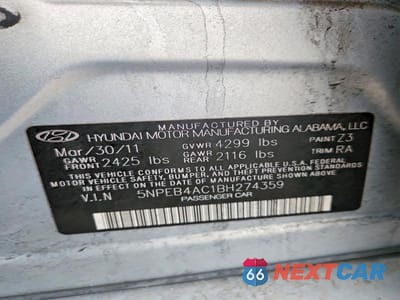 Zdjęcie 12 z 12 samochodu: 2011 HYUNDAI SONATA GLS VIN:5NPEB4AC1BH274359 - miniatura