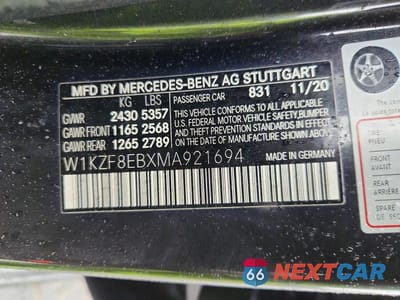 Zdjęcie 12 z 12 samochodu: 2021 MERCEDES-BENZ E 350 4MATIC VIN:W1KZF8EBXMA921694 - miniatura