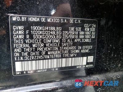 Zdjęcie 12 z 12 samochodu: 2024 HONDA HR-V SPORT VIN:3CZRZ2H57RM767468 - miniatura