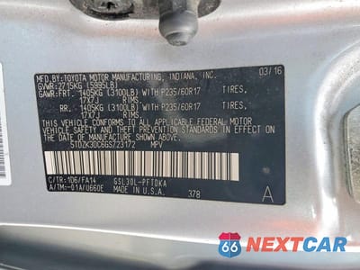 Zdjęcie 13 z 13 samochodu: 2016 TOYOTA SIENNA L 7-PASSENGER VIN:5TDZK3DC6GS723172 - miniatura