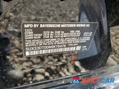 Zdjęcie 13 z 13 samochodu: 2022 BMW X4 XDRIVE30I VIN:5UX33DT00N9K76476 - miniatura