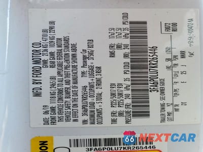 Zdjęcie 12 z 12 samochodu: 2019 FORD FUSION SE VIN:3FA6P0LU7KR265446 - miniatura