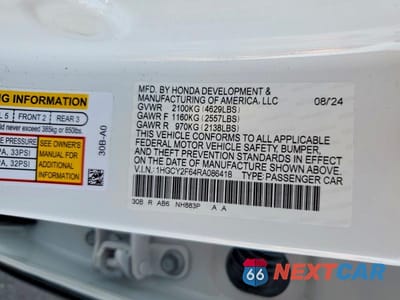 Zdjęcie 13 z 13 samochodu: 2024 HONDA ACCORD HYBRID EXL VIN:1HGCY2F64RA086418 - miniatura