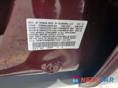 Zdjęcie 13 z 13 samochodu: 2014 HONDA PILOT EXL VIN:5FNYF3H56EB017638 - miniatura