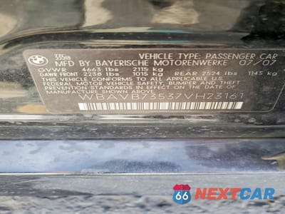 Zdjęcie 12 z 12 samochodu: 2007 BMW 335 I VIN:WBAVB73537VH23161 - miniatura