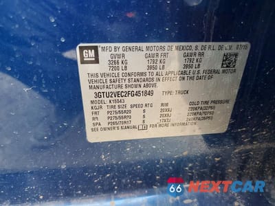 Zdjęcie 12 z 12 samochodu: 2015 GMC SIERRA K1500 SLT VIN:3GTU2VEC2FG451849 - miniatura
