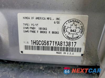 Zdjęcie 13 z 13 samochodu: 2000 HONDA ACCORD SE VIN:1HGCG5671YA813817 - miniatura