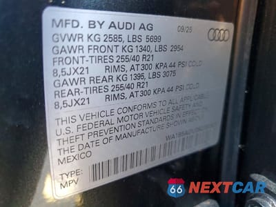 Zdjęcie 13 z 13 samochodu: 2025 AUDI SQ5 SPORTBACK PREMIUM PLUS VIN:WA1B5AGU0S2091829 - miniatura